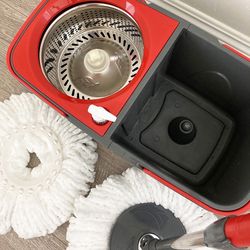 BRAND NEW $20 Spin Mop Bucket Floor Cleaning Set with Wheels, Includes 2pc Microfiber Replacements 
