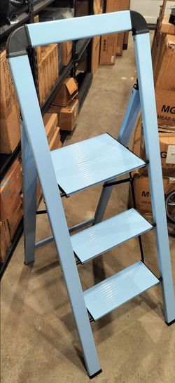 3-Step Folding Step Stool - Light Blue / Metal / see discription 👍