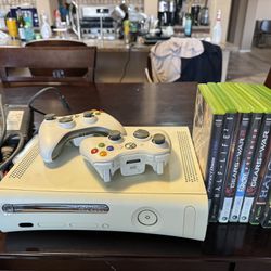 Xbox 360 With 6 Games and 2 Controllers