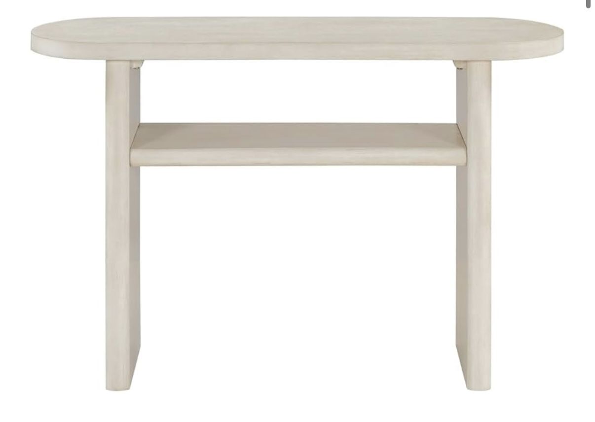 High-End Gray Wash Console Table – Minimalist Solid Wood Entry Table