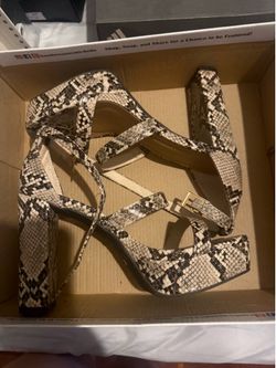 Snakeskin Platform Block Heel Sandals