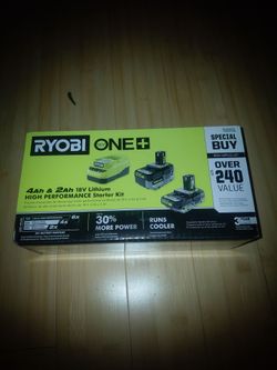 Ryobi ONE+ 18v lithium batteries starter kit (2x 4ah and 2ah) charger included