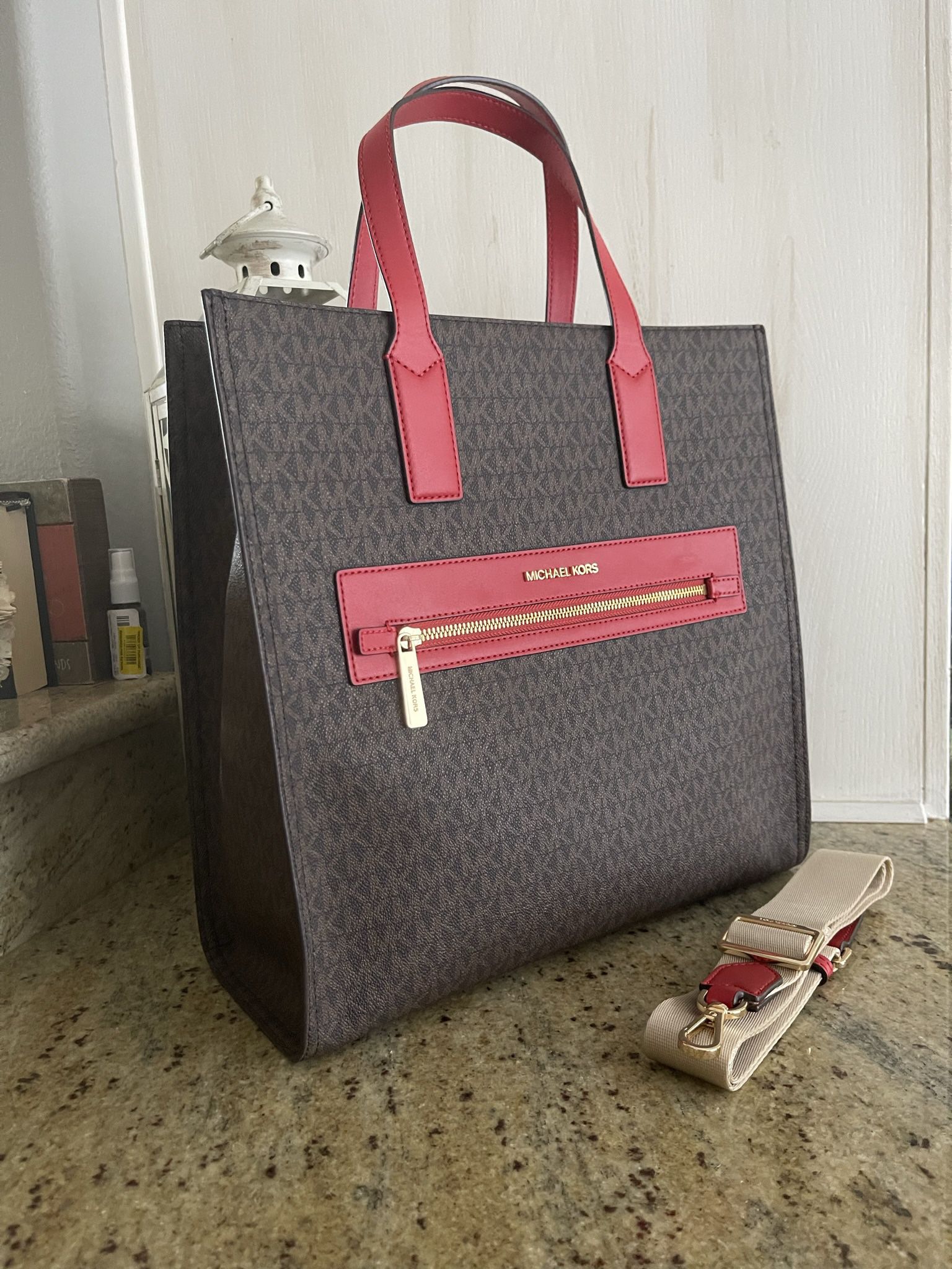 New Mk Large Tote Red / With Extra Strap for Sale in Murrieta, CA
