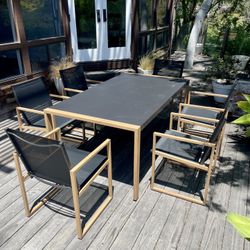 Outdoor Patio Furniture - Dining Table Set With 6 Chairs