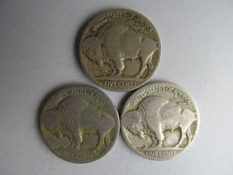 Set of all Three 1920 Buffalo Nickels -- INCLUDES BIG KEY DATE COINS! Thumbnail