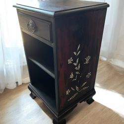 Antique Accent Table With Floral Design Refurbished Like New