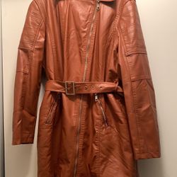 Plus Size Faux Leather Women’s Coat.  