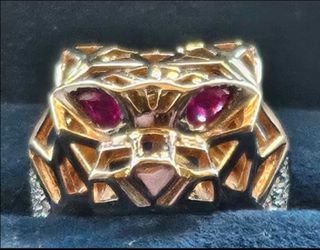 Custom solid 18 karat Gold Caged Panther ring US 6.5