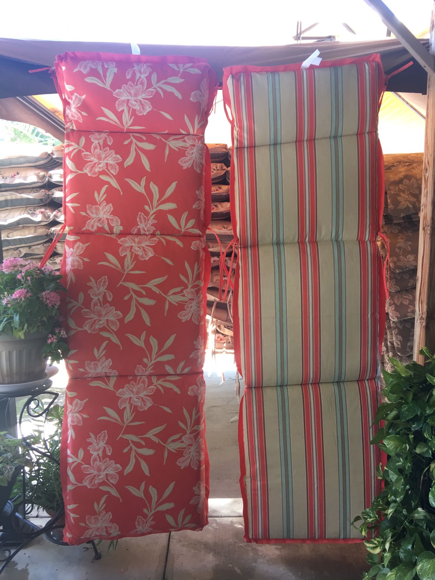 CHAISE LOUNGE CUSHIONS | Water Proof for outdoor patio chair furniture | $30 each | Price is FIRM | Salmon Stripe