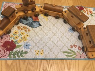 Hand made vintage wood train set.  By:  R. G. Gerade