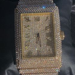BUY ONE GET ANOTHER FREE a Gold Plated Stainless Steel Iced Out Dress Class Watch