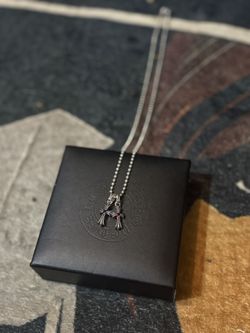 .925 CH Ruby And Sapphire Double Baby Fat Pendent 18 In. Ball Chain Necklace