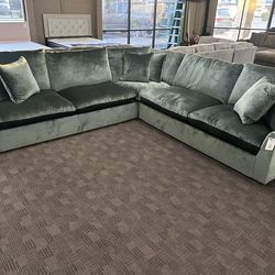 Emerald green comfy cloud sectional
