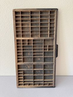 Antique Wooden Printer’s Drawer – 32" Vintage Display Shelf