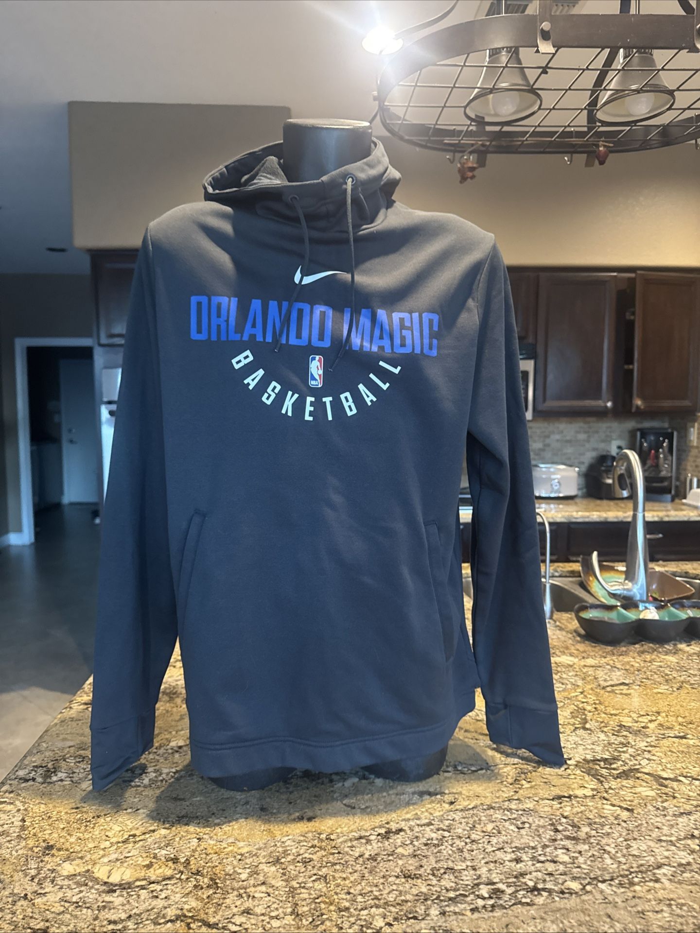 Nike Dri-Fit NBA Orlando Magic Black Spellout Centerswoosh Hoodie Mens Large