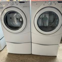 Working Front load washer and dryer Including two pedestals
