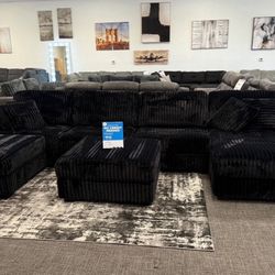 Black Corduroy Modular Sectional (FREE DELIVERY)