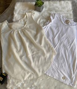 Michael Kors White Sleeveless Top Cream Puff Sleeve Blouse M
