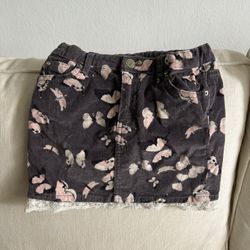 H And m Girls Corduroy Ruffle Lace Skirt