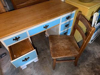 Desk- solid wood with chair.