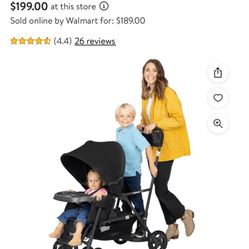 Joovy Caboose Sit and Stand Double Stroller with Rear Bench and Standing Platform