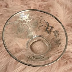 Decorative Dish Silver Floral Design