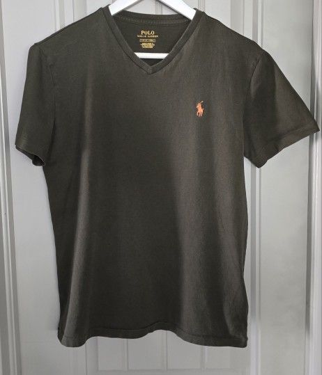 Polo Ralph Lauren Men's~Green Polo Player~Short-sleeve Classic Fit V Neck, (Small) T-Shirt 