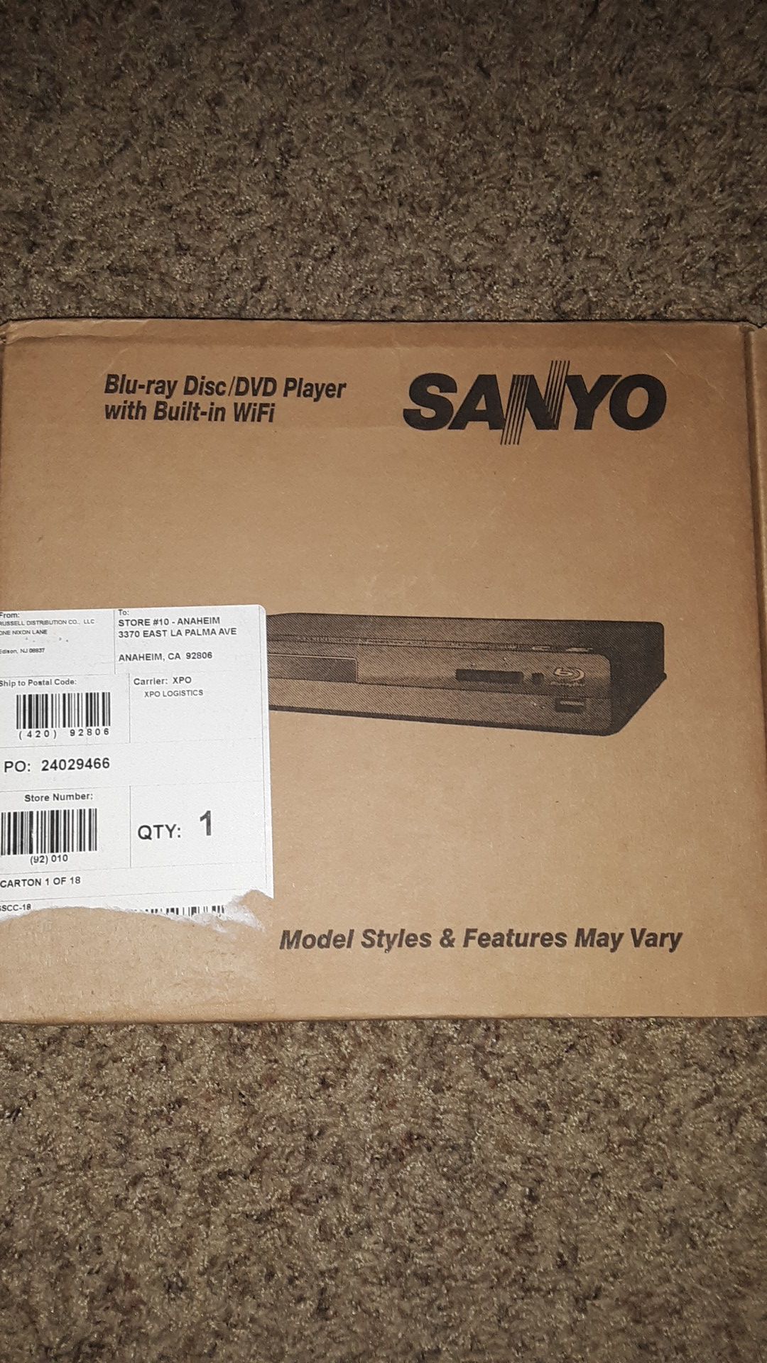 SANYO Blu-ray Disc/DVD Player with Built-in Wifi