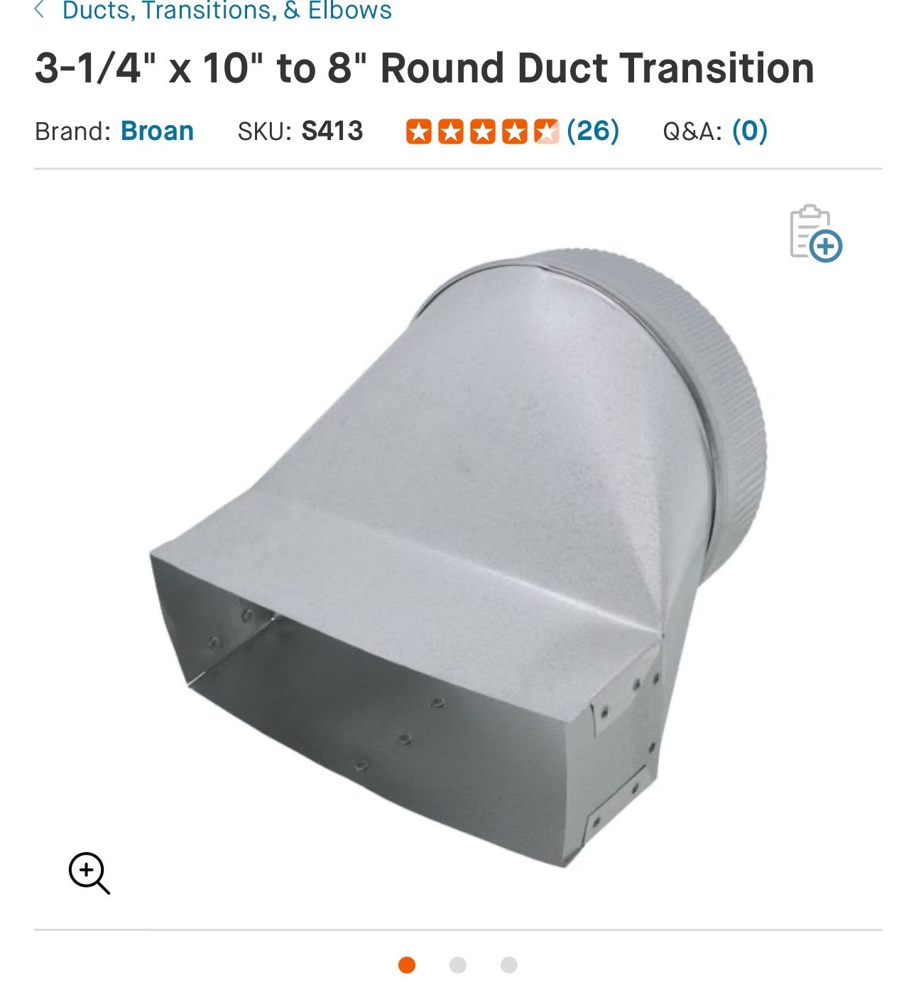 3 1/4 X 10 To 8 Inch Round Duct Transition