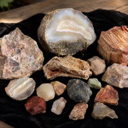 Rockhound Collection Lot Agate, Petrified Wood, Jasper, Quartz & Lapidary Rough Mixed ALL Box 