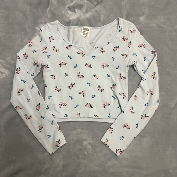 Floral Long Sleeve Crop Top