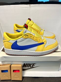 Nike Jordan 1 Low Travis Scott Canary Yellow Elkins High School Size 9.5 Men