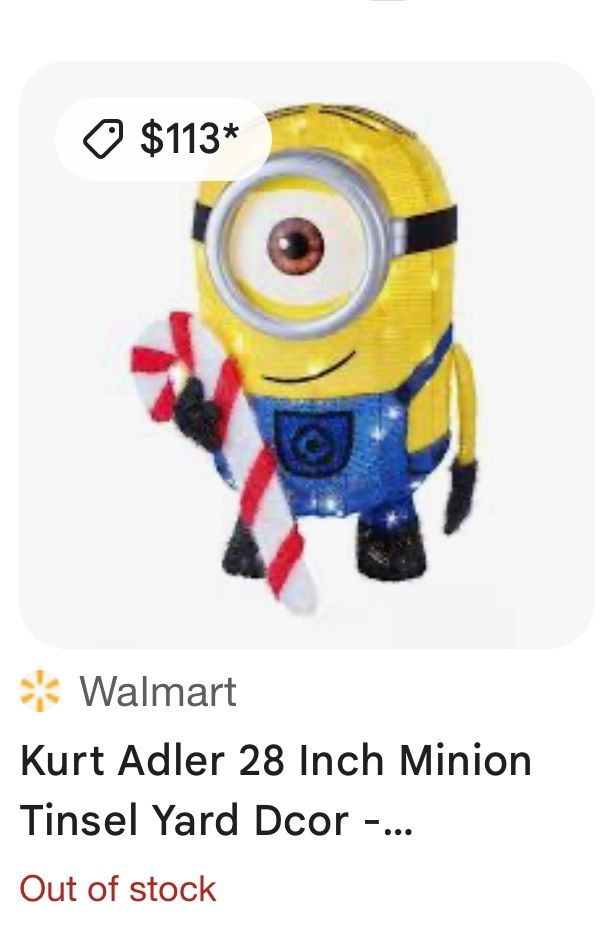 Kurt Adler 28 Inch Minion Tinsel Yard Decor Brand New in the Box