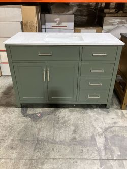 49'' Bathroom Vanity Solid Wood Cabinet Stone Countertop (Open Box)