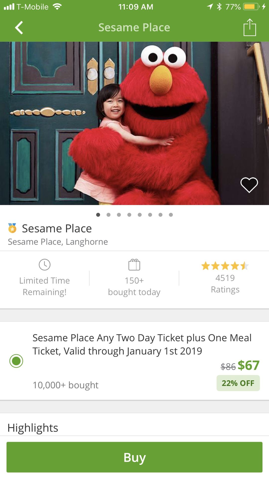 groupon ticket to sesame plce $50