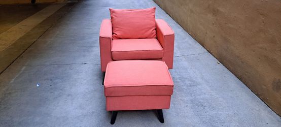 Nice Salmon Color Chair and Ottoman With Storage