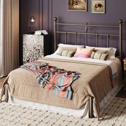 SHA CERLIN Queen Size Metal Platform Bed Frame with Victorian Vintage Headboard/Under Bed Storage/No Box Spring Needed/Easy Assembly/Noise Free/Mattre