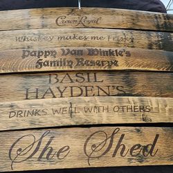 Bourbon Barrel Stave Engraved Hanging Signs