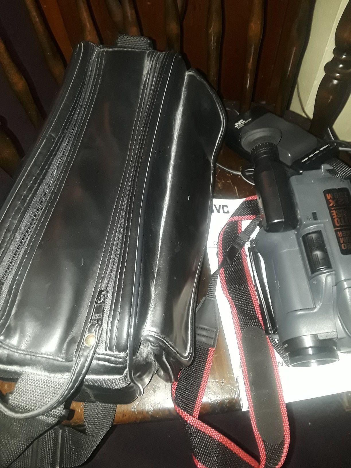 Vintage JVC Camcorder, Accessories/ Leather Bag And Manual