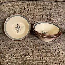 Set of 4 Noritake Stoneware 8344 PLEASURE Cereal Soup Bowls 6 5/8” Made in Japan