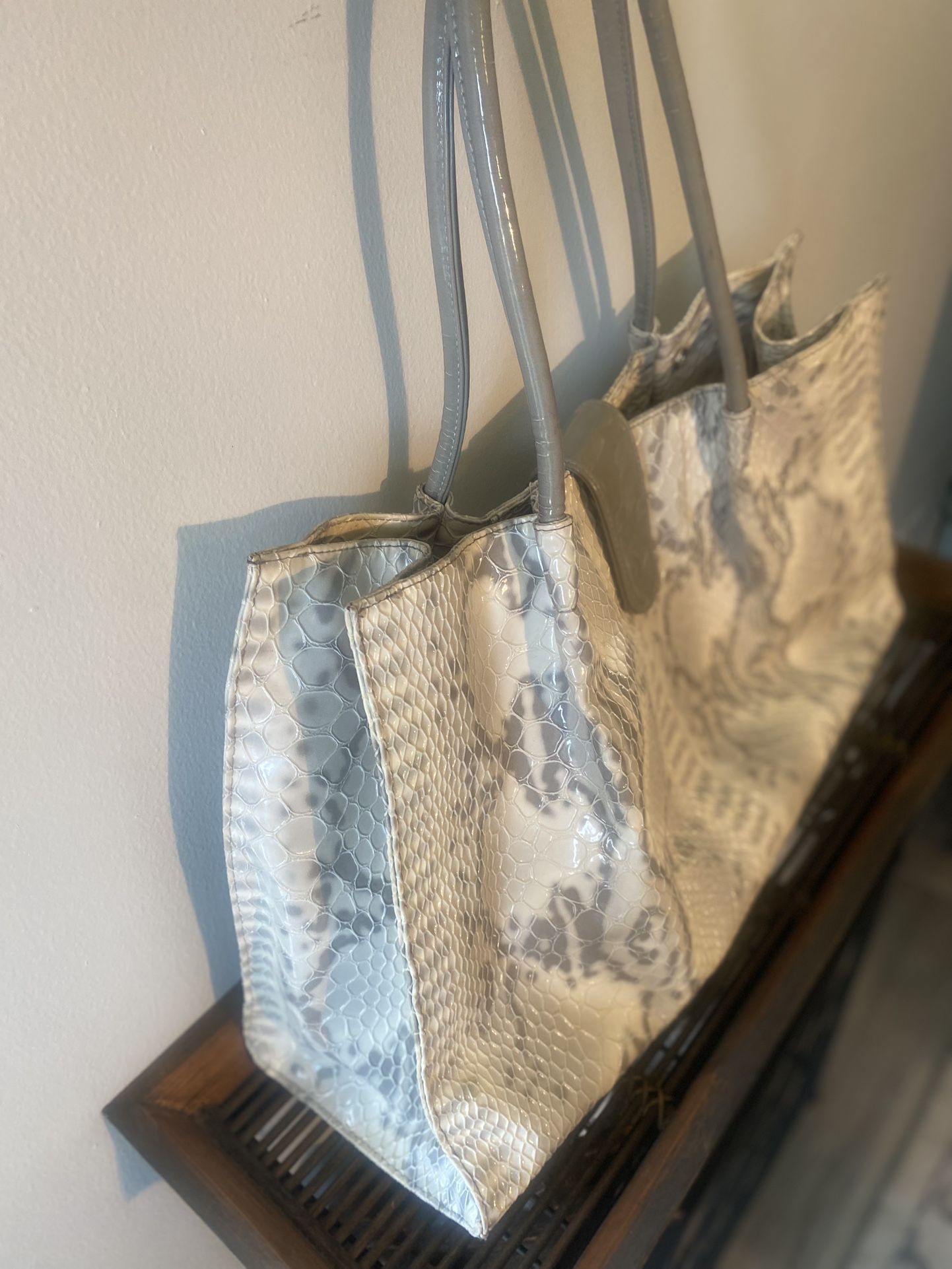 Large Snakeskin Print Tote Handbag