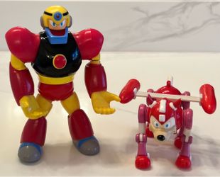 Vintage Mega Man Gutsman & Rush Dog Action Figures 1(contact info removed) Bandai Lot