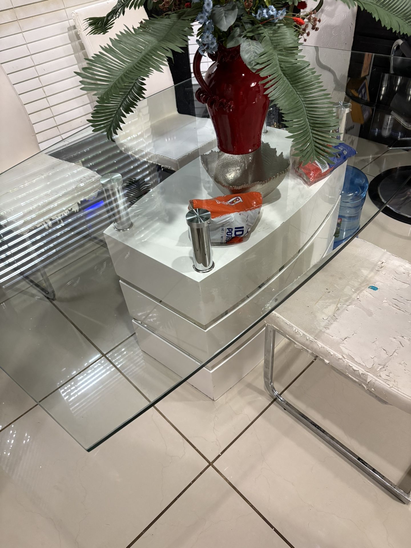 Heavy Kitchen Table Set White And Chrome