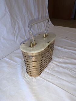 Cream & Gold Vintage Lucite Purse 