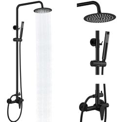 Shower Fixtures Faucet System Single Handle Brass Valve,8 Inch Rainfall Shower Head and Handheld Spray Dual Function Wall M
