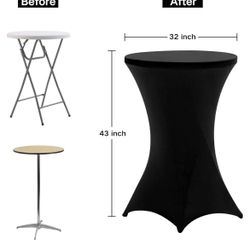 32x43 Inch Cocktail Black Spandex Tablecloth