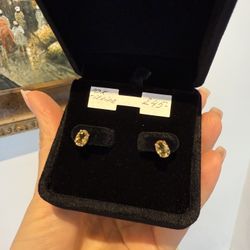 10K Yellow Gold Citrine Stud Earrings 