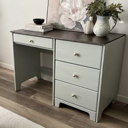 Refinished Desk / Vanity – Soft Sage & Dark Wood Top Free Delivery 🚚 San Diego Area