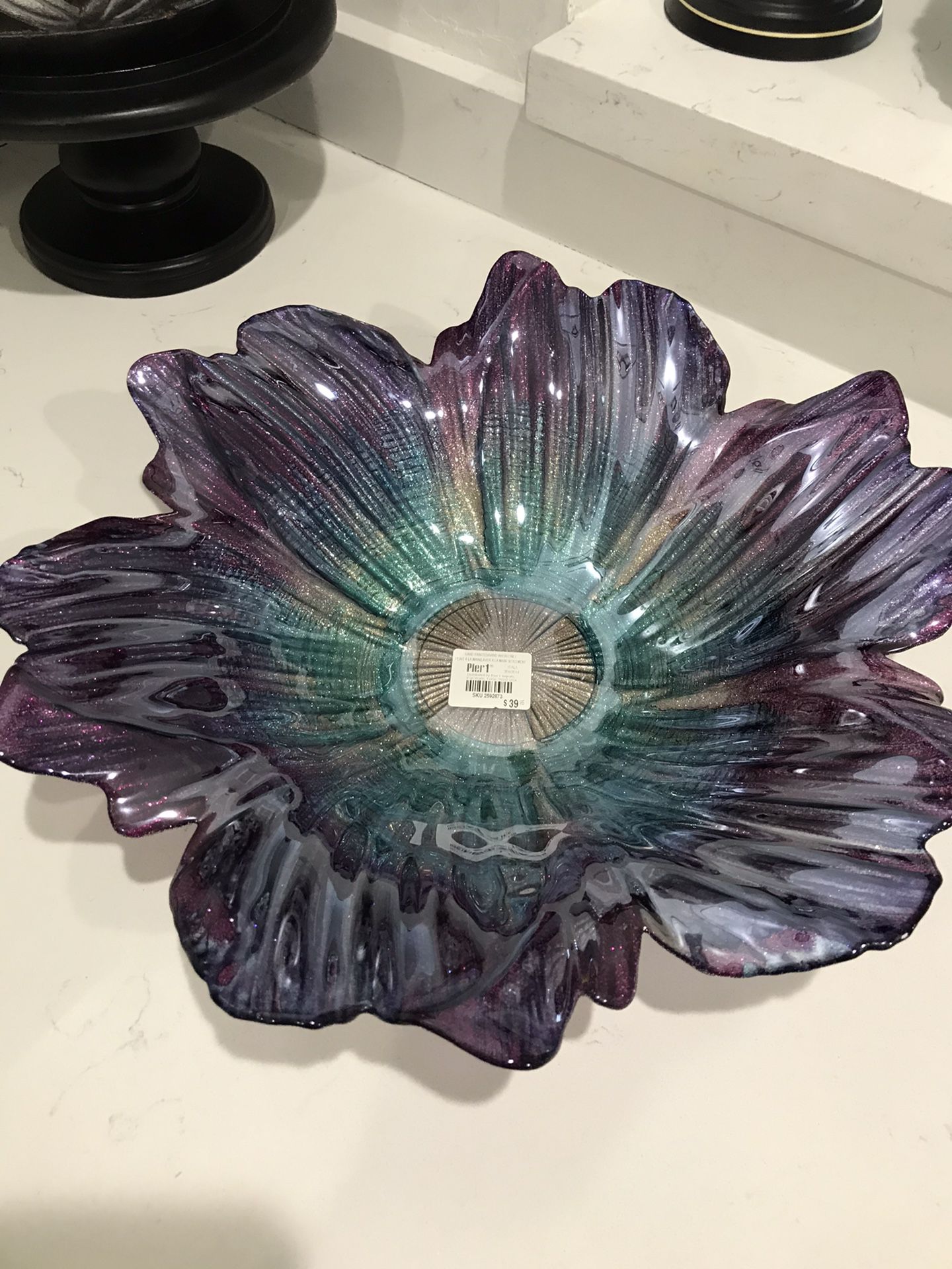 New Glass Purple & teal dish home decor 15 diameter
