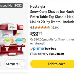 Nostalgia Snow Cone Machine